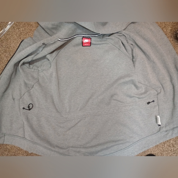 Nike Women Side Zip Hoodie, Gray, Fleece Waist Drawstring, Logo, Pockets, L - Picture 13 of 16